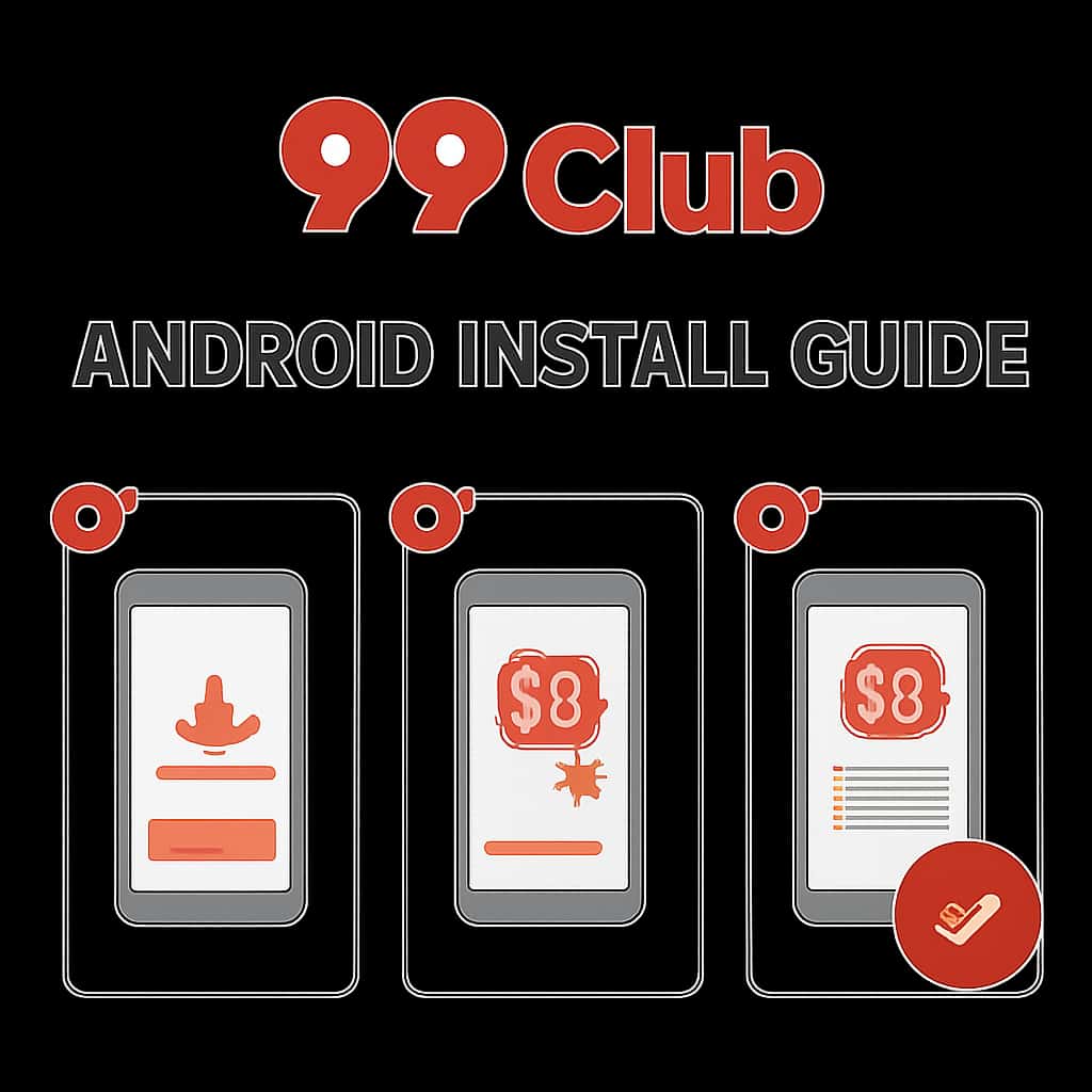 Diagram explaining the installation process for 99 Club Android.