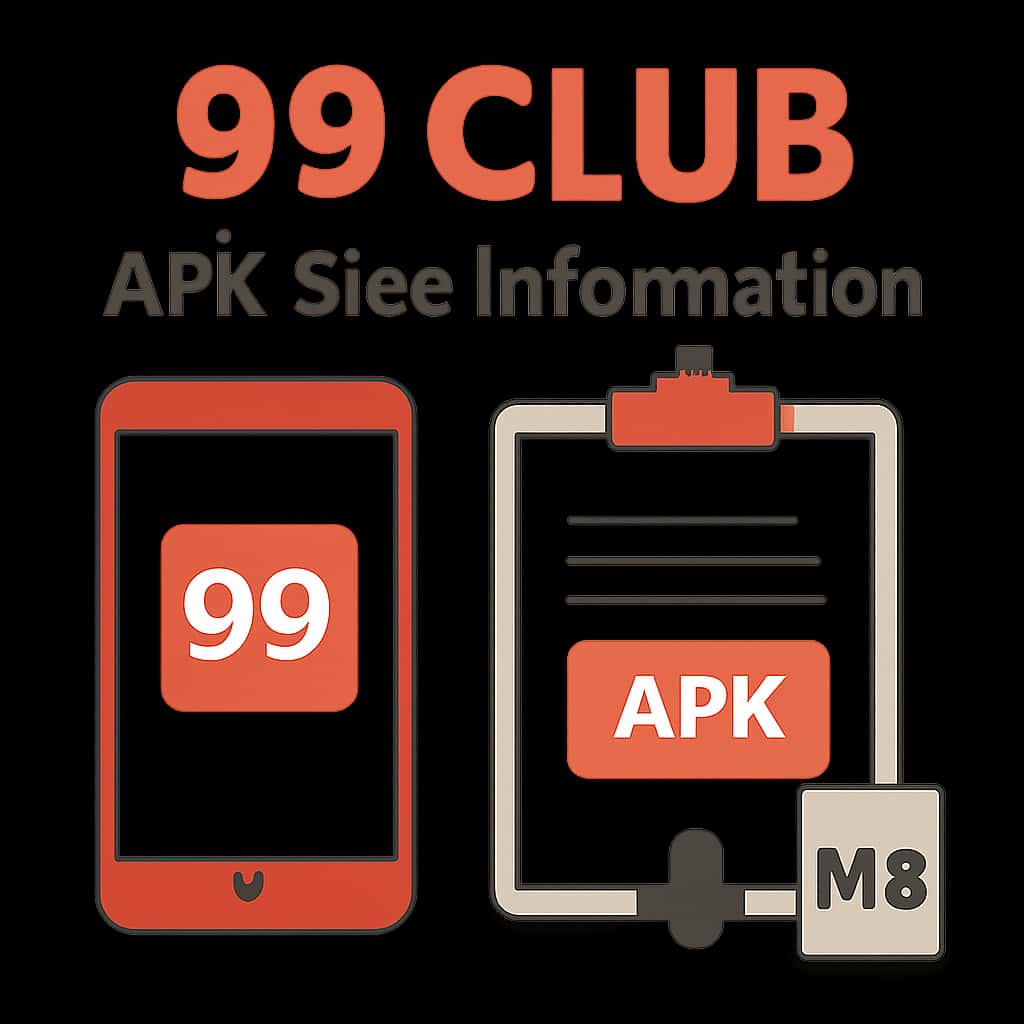 Illustration explaining 99 Club APK Size Information.