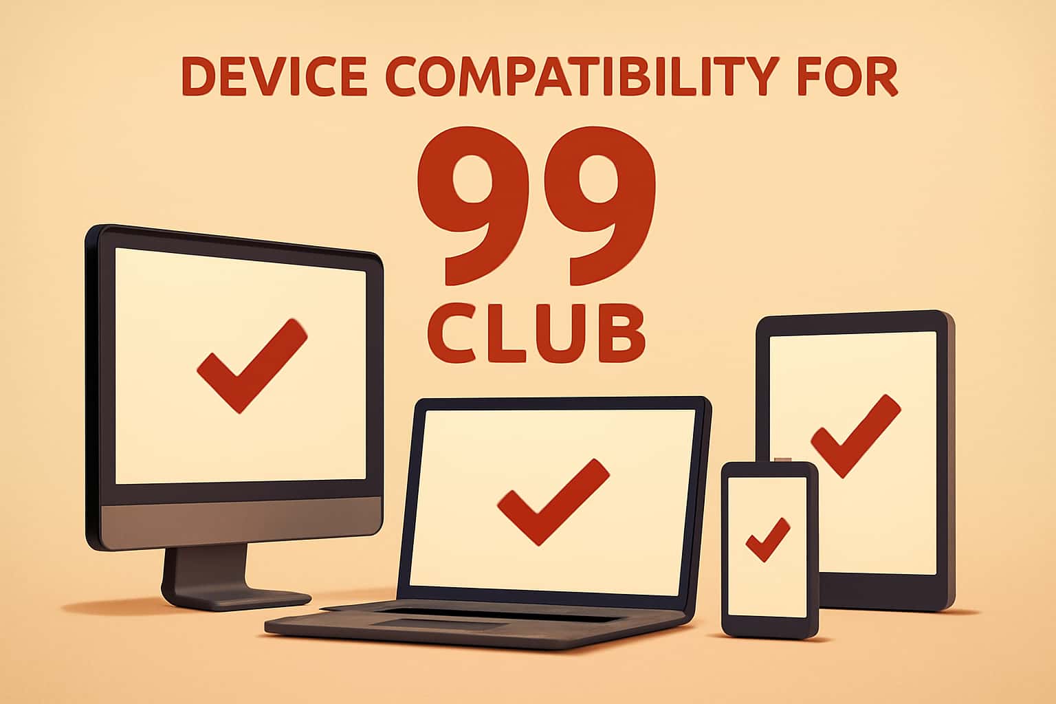 A neutral informational scene representing device compatibility for 99 Club.