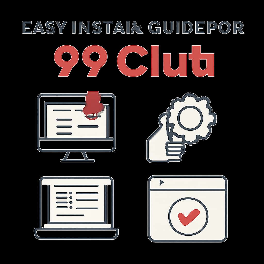 Illustration outlining the installation steps for 99 Club.
