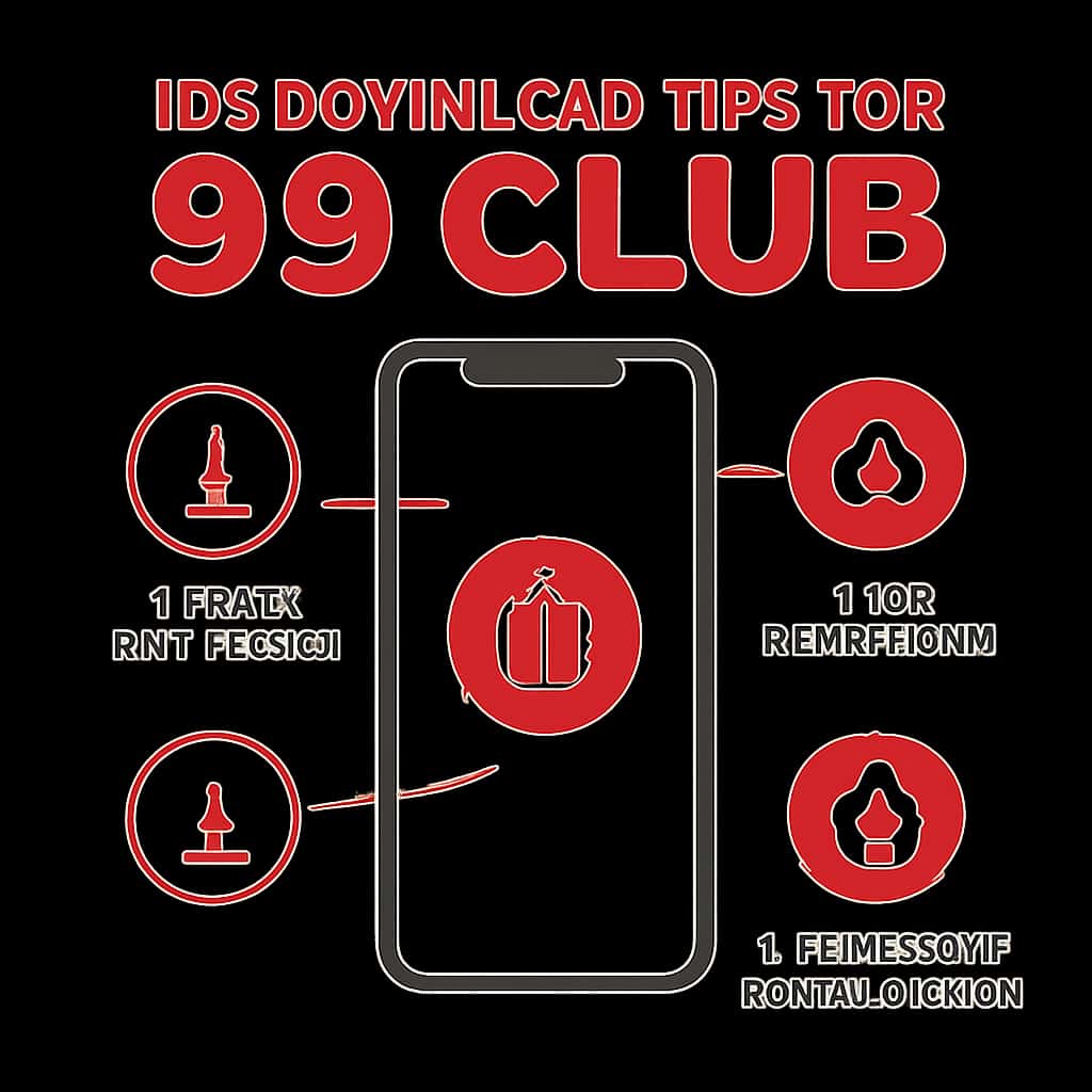 Diagram illustrating the steps for downloading the 99 Club app on iOS.