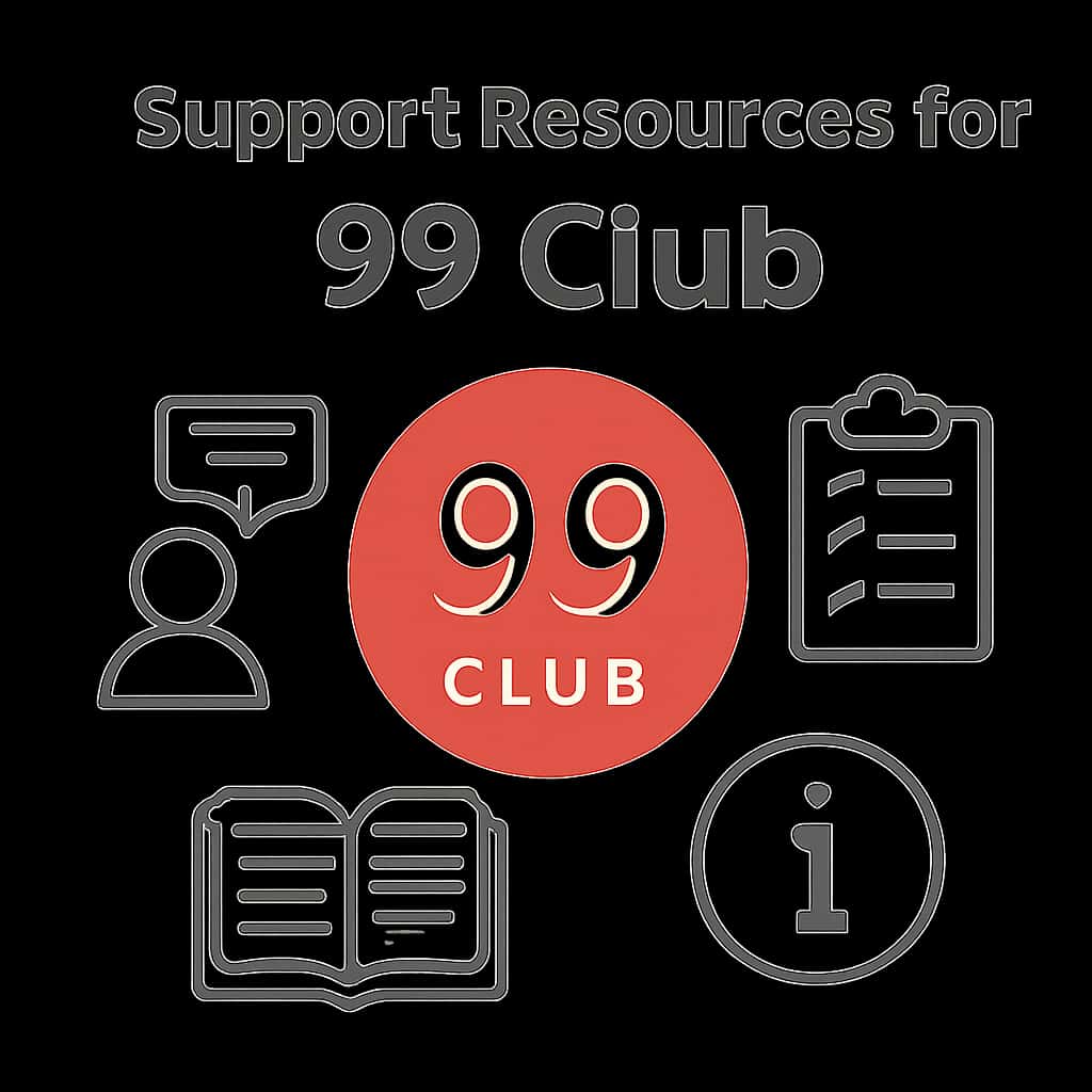 An educational diagram illustrating support resources for 99 Club.