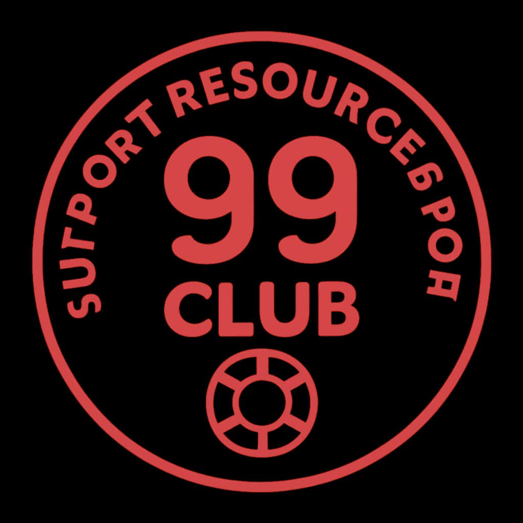 A professional badge icon for 99 Club support resources.